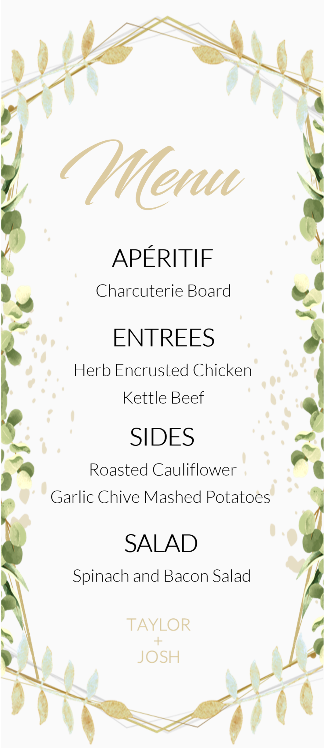 Wedding Menu